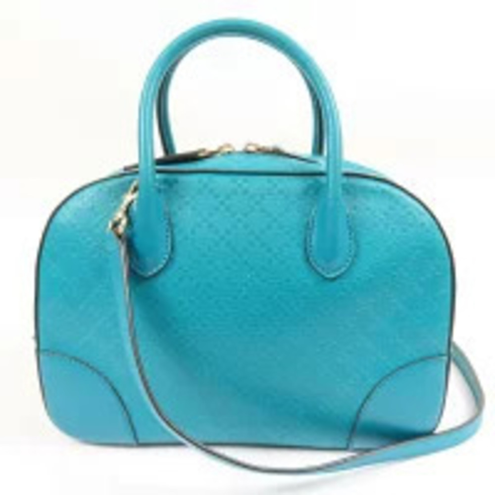 Gucci Handbag Blue Boston Leather Bag Diamante Shoulder